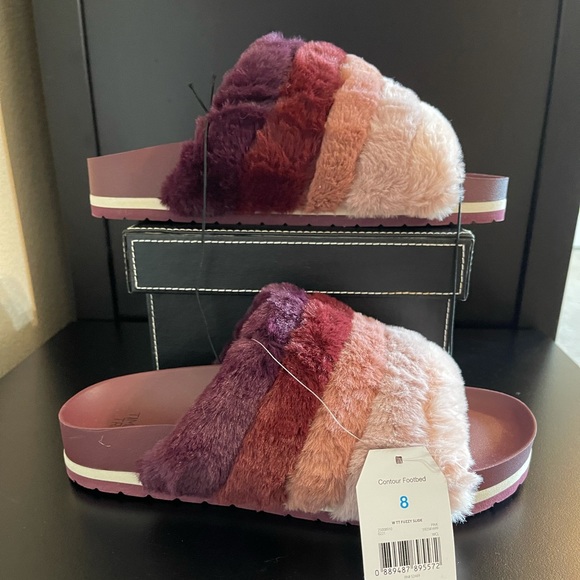FUZZY FAUX FUR SLIDES SANDALS SLIPPERS SZ 8 NWT - Picture 2 of 6